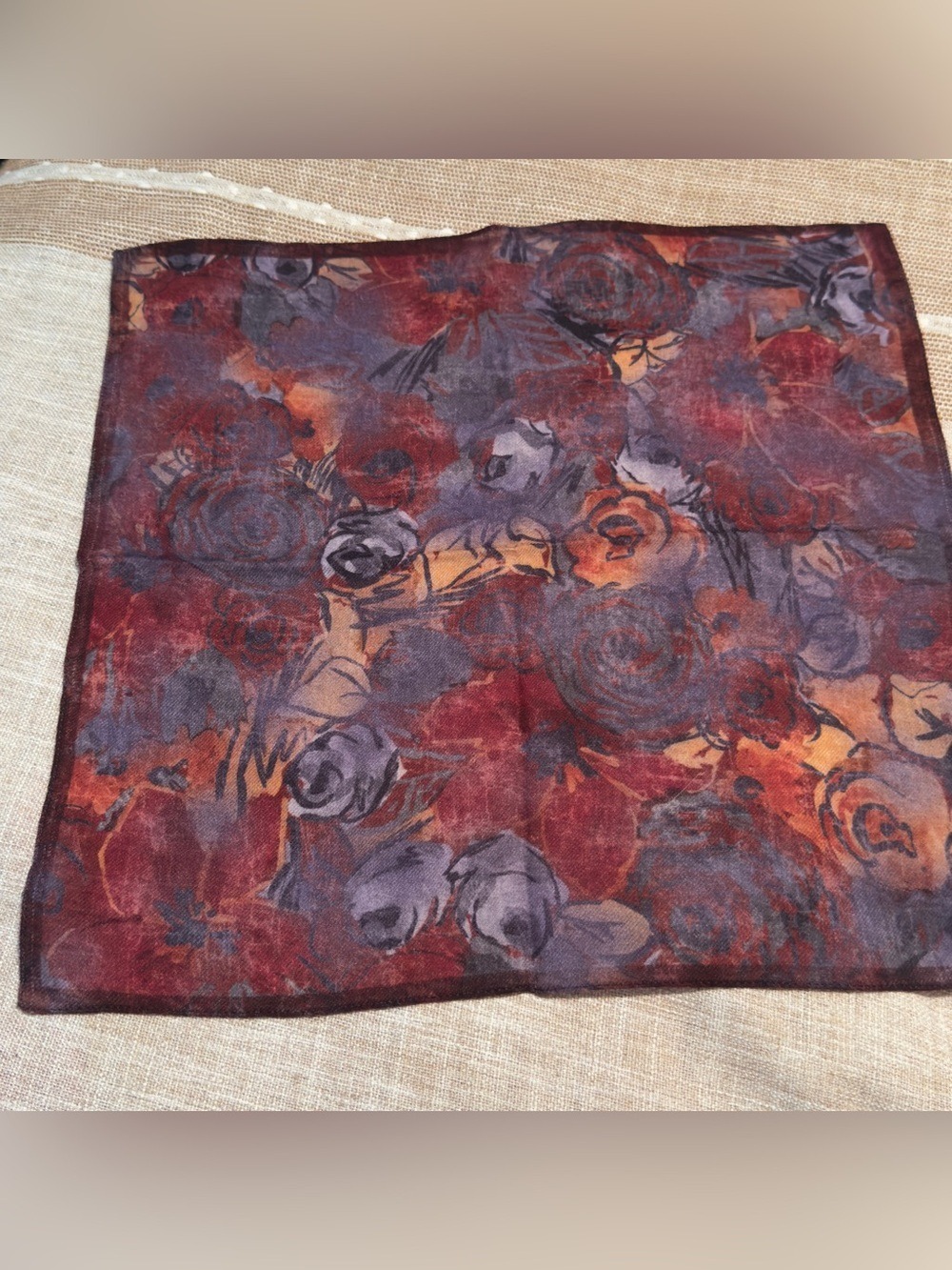 Ermenegildo Zegna #010 Floral Blend Scarf in Burgundy, Rust, Purple wool